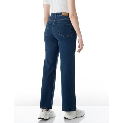 INKD Women's Wide Leg Jeans - High Rise | Enzyme Wash | Classic 5 Pocket Styling(INKSS24WJN-407-Denim Delight-36), Blue
