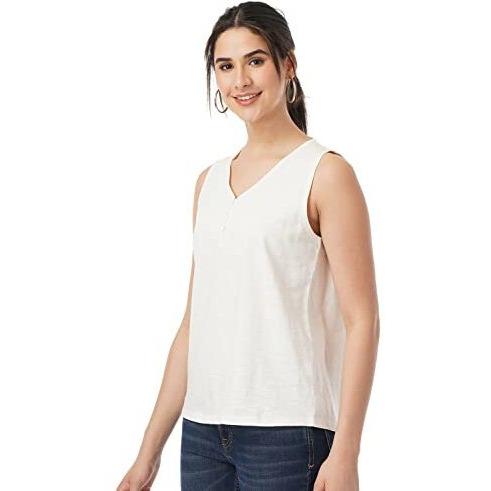FYLTR Women's Solid Regular Fit Blouse (FYLSS23WKT-003_Ecru Beauty XL)