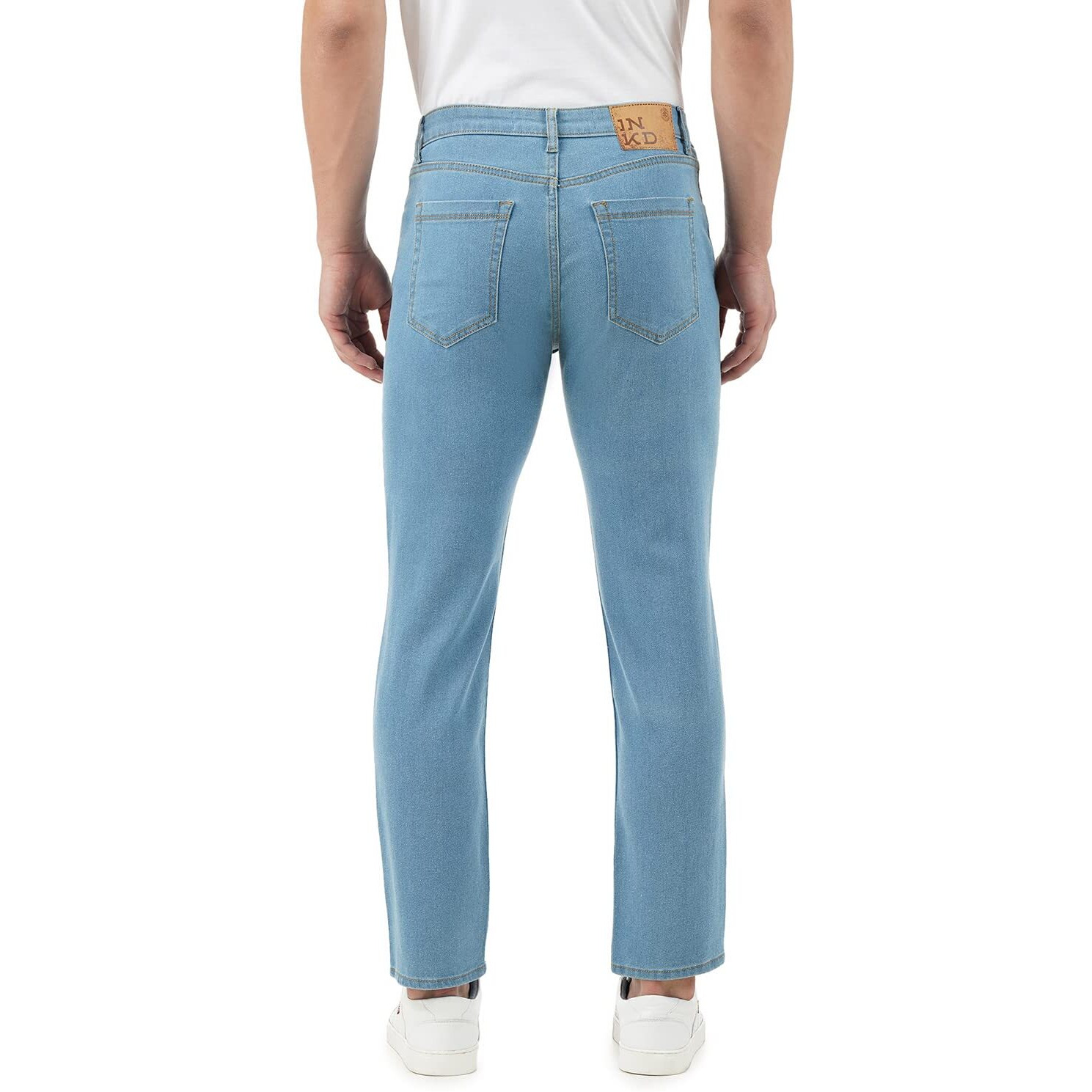 INKD Men's Contrast Stitch Stretchable Regular Fit Jeans