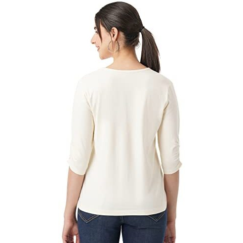 FYLTR Women's Solid Regular Fit Blouse (FYLSS23WKT-004_Ecru Beauty XXL)