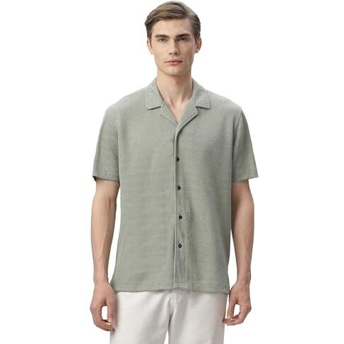 FYLTR Men's Regular Fit Knit Shirt (FYLSS24MKS-301_Olive Pop M)