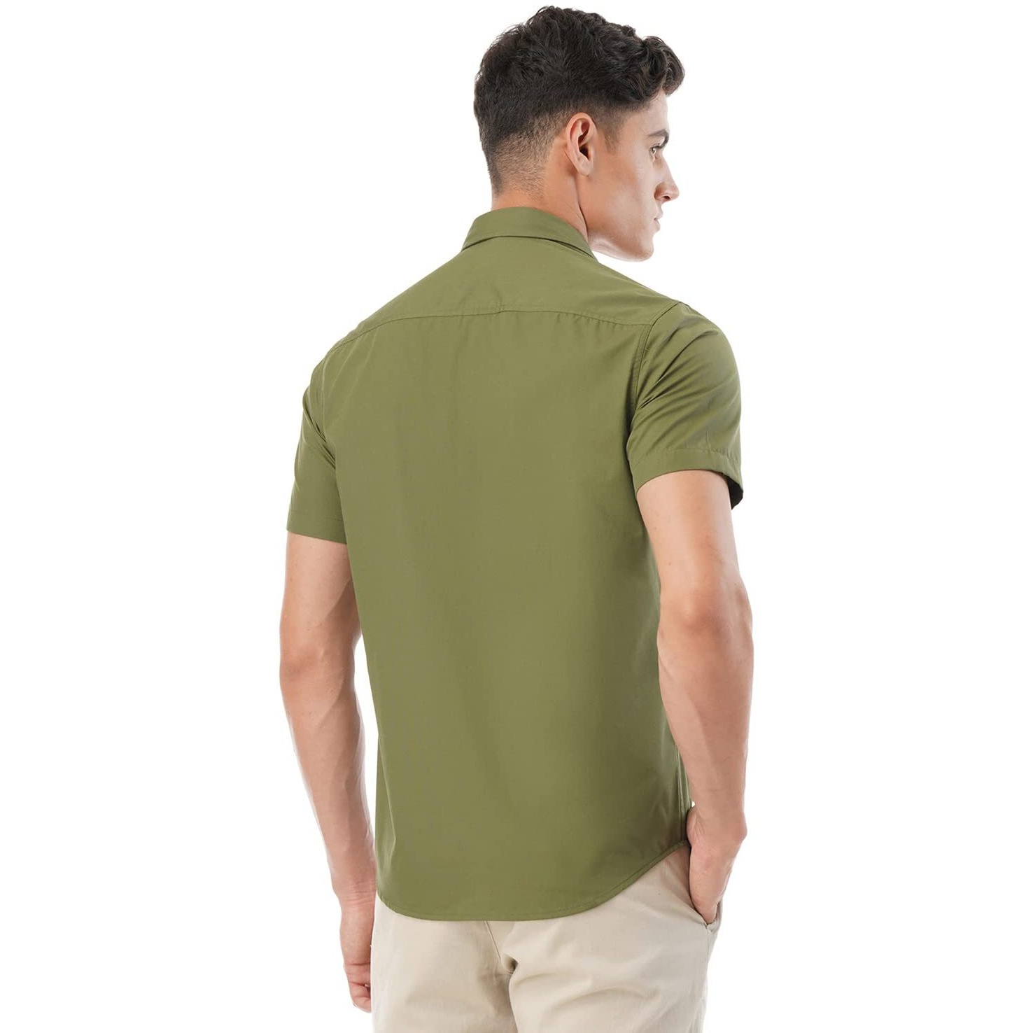 FYLTR Men's Solid Regular Fit Shirt (FYLSS23MS-012_Mythical Olive L)