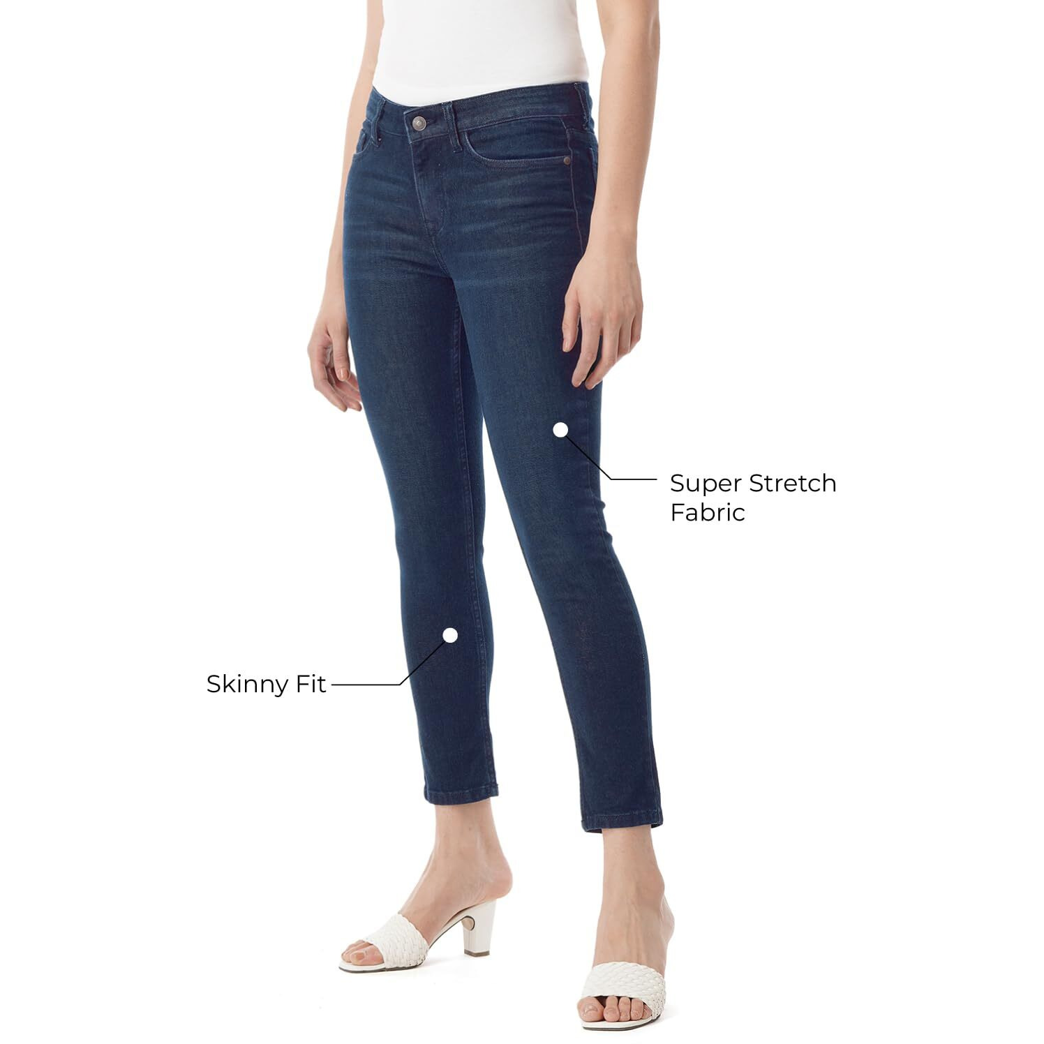 INKD Women's Buttersoft Mid-Rise Skinny Fit Jeans- Stretchable