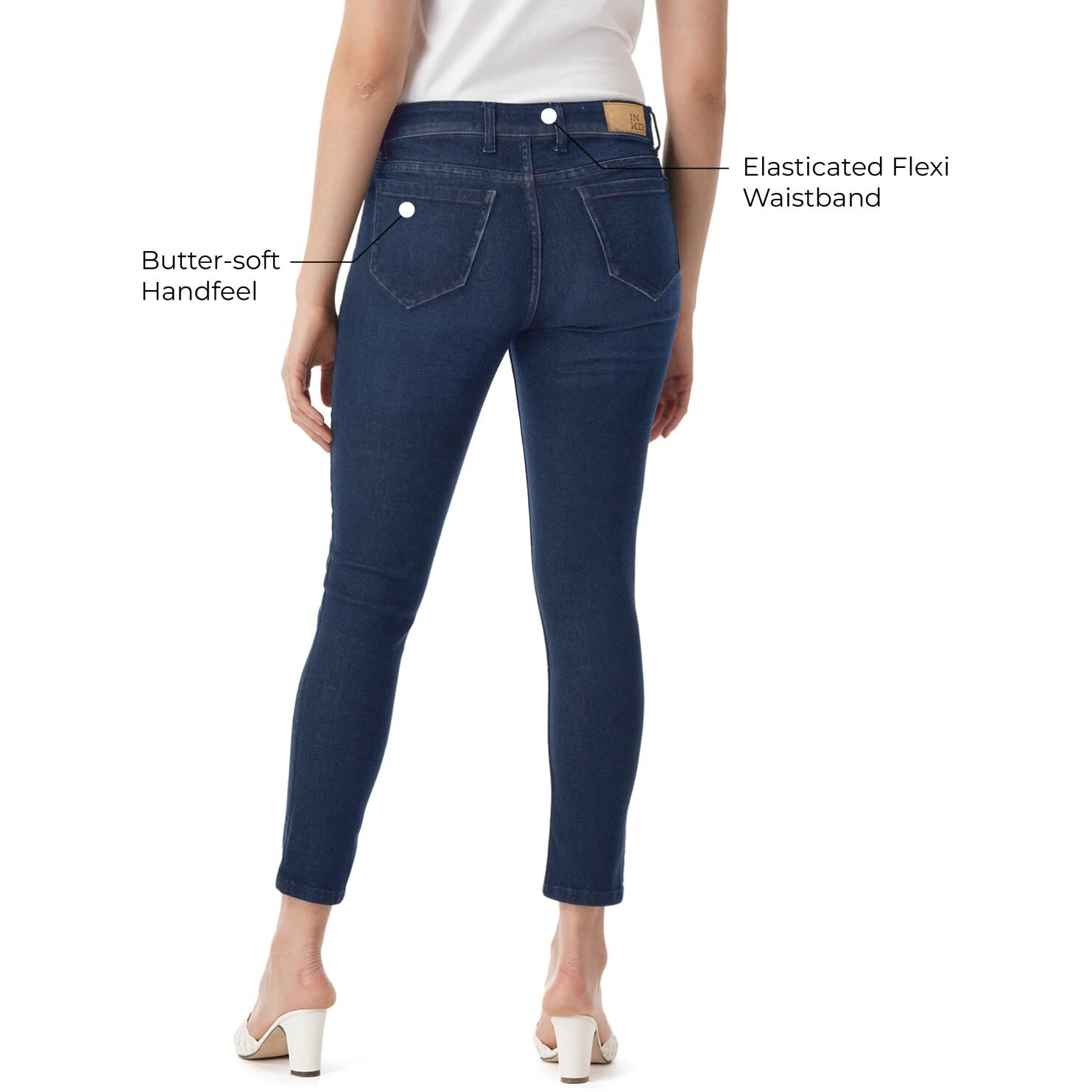 INKD Women's Buttersoft Mid-Rise Skinny Fit Jeans- Stretchable