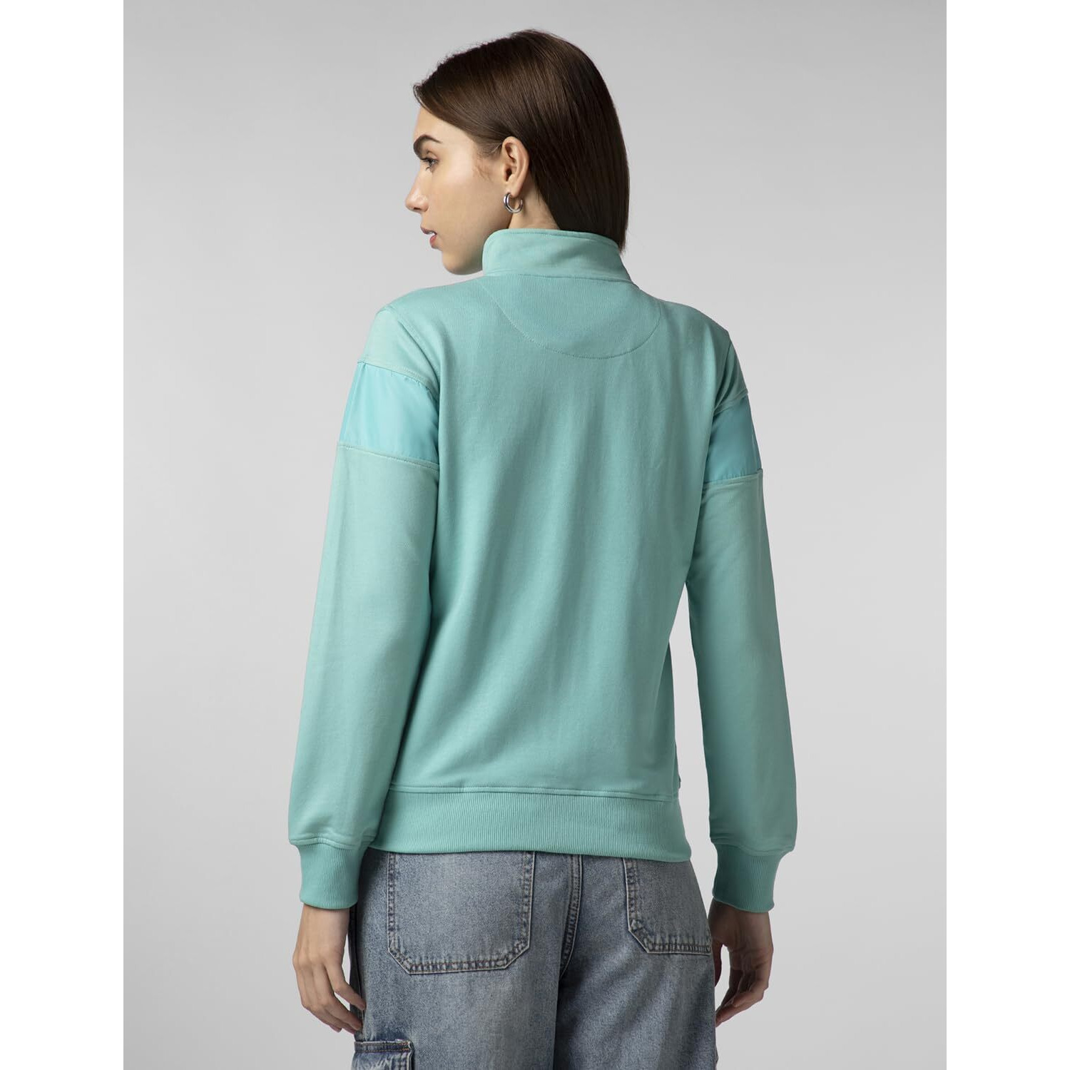 FYLTR Women's Casual Stand Collar Jacket With Cut and Sew Panel - Full Zip Closure | Side Pockets | Rib Hem & Cuff | Casual Winterwear For Women