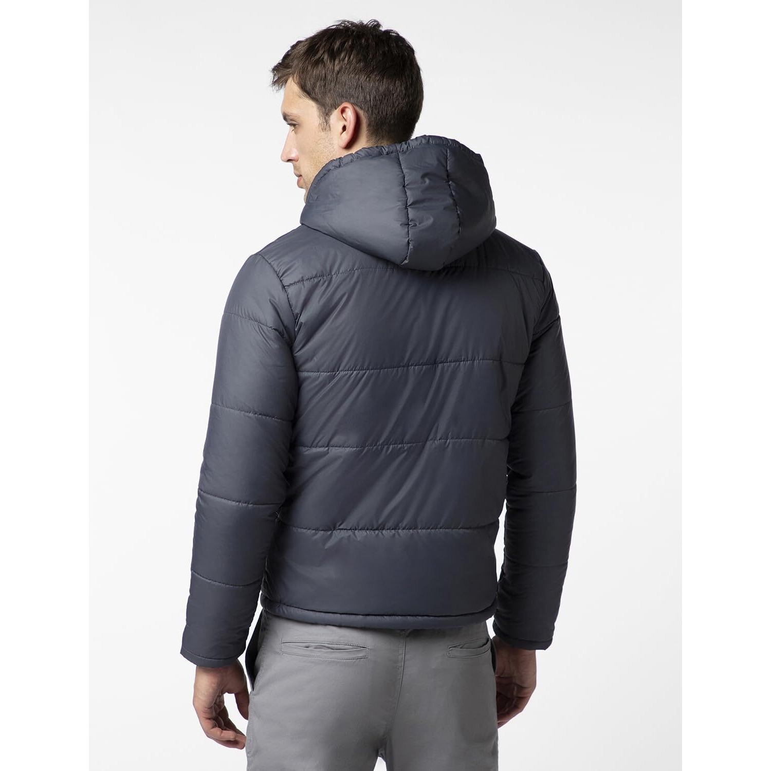 FYLTR Men's Lightweight Winter Puffer Jacket with Stand Collar & Hood- Full Zipper | Side Pockets | Front Patch Pockets with Snap Button
