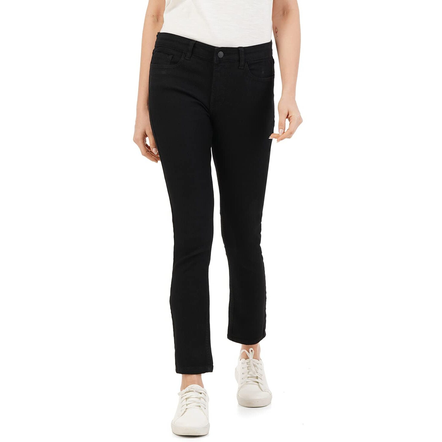 INKD Women's Straight Jeans (INKSS23WJN-022_Super Black_32)
