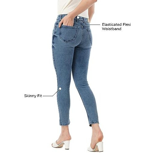 INKD Women's Buttersoft Mid-Rise Skinny Fit Jeans- Stretchable