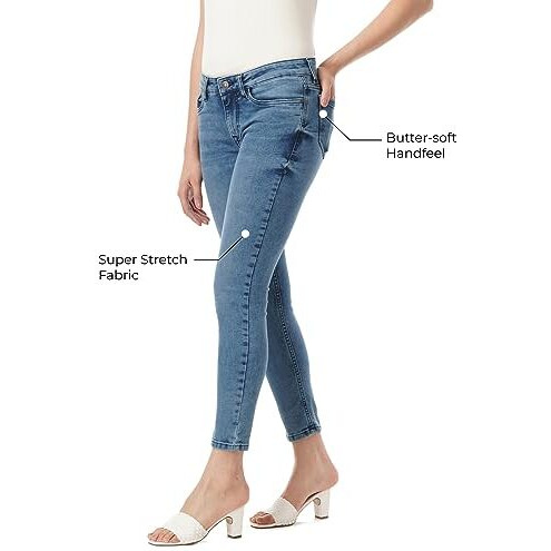 INKD Women's Buttersoft Mid-Rise Skinny Fit Jeans- Stretchable