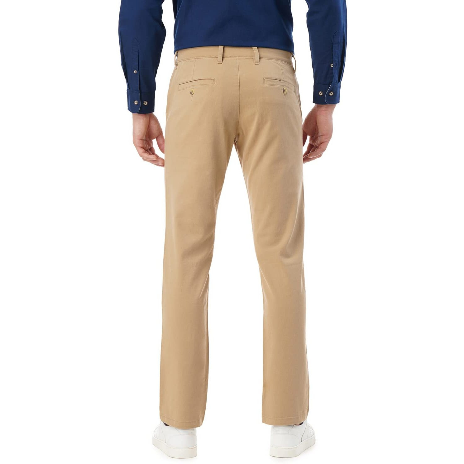 FYLTR Men's Straight Fit Stretch Cotton Khaki Trousers - Soft Handfeel