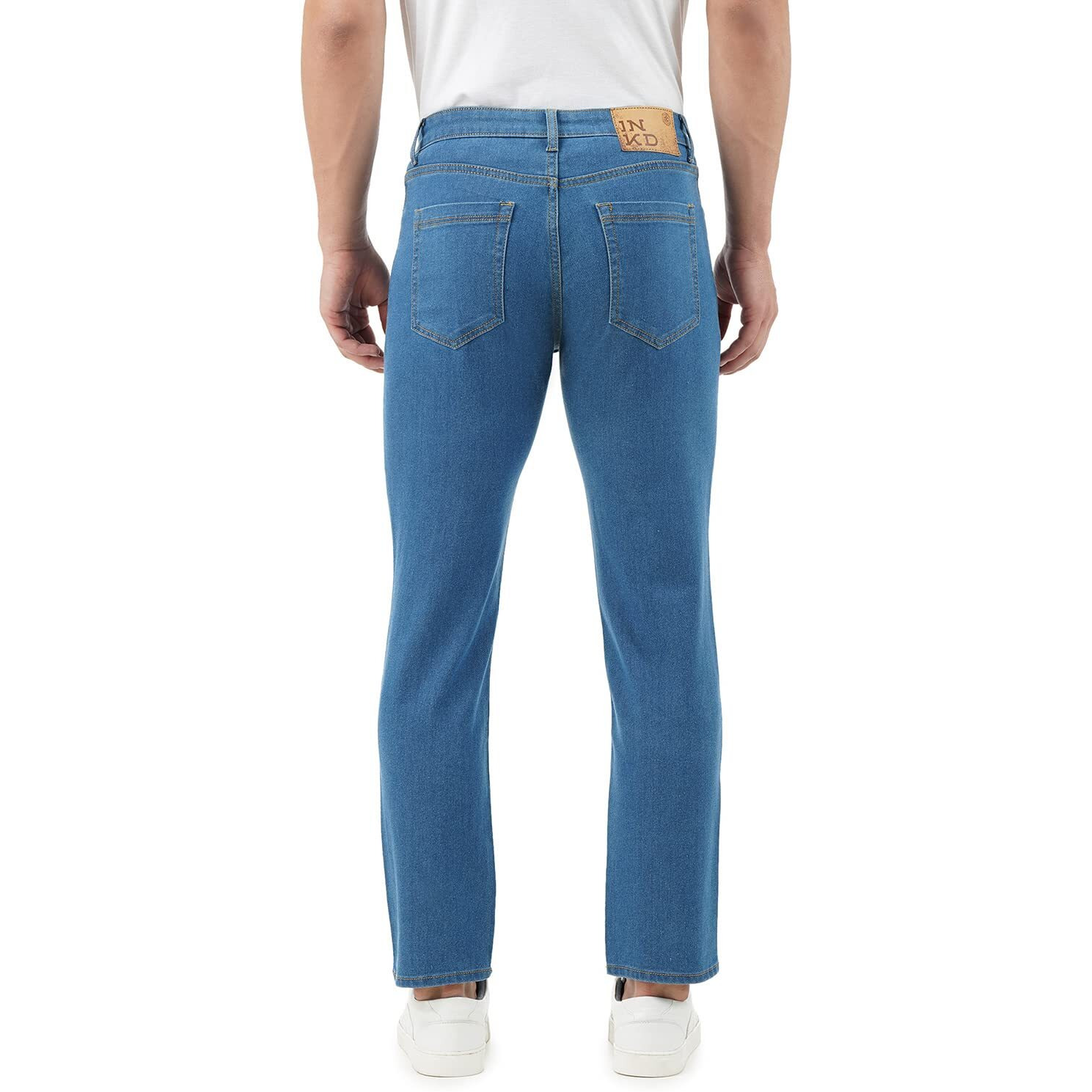 INKD Men's Contrast Stitch Stretchable Regular Fit Jeans