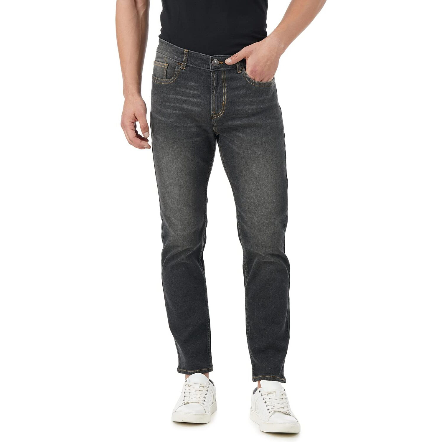 INKD Men's Regular Jeans (INKSS23MJN-009_Graphite_32)