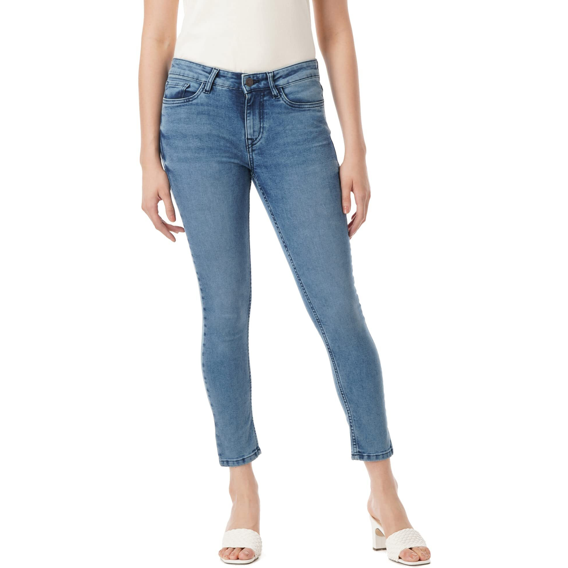 INKD Women's Buttersoft Mid-Rise Skinny Fit Jeans- Stretchable
