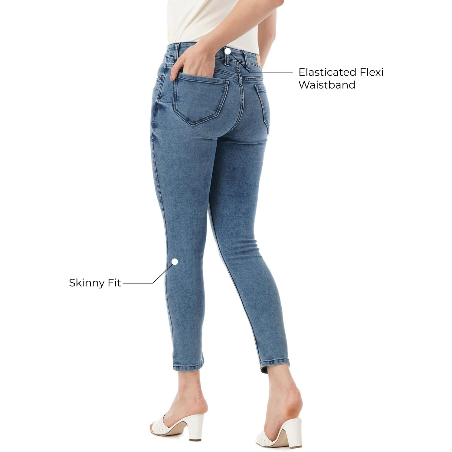 INKD Women's Buttersoft Mid-Rise Skinny Fit Jeans- Stretchable