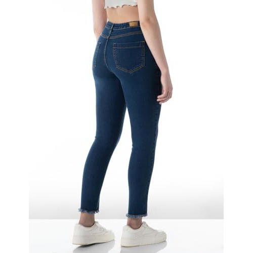 INKD Women's Slim Fit Jeans - Mid-Rise| Enzyme Wash | Classic 5 Pocket Styling (INKSS24WJN-405-Denim Delight-30)