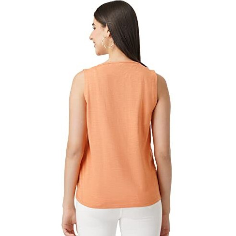 FYLTR Women's Solid Regular Fit Blouse (FYLSS23WKT-003_Strange Orange S)