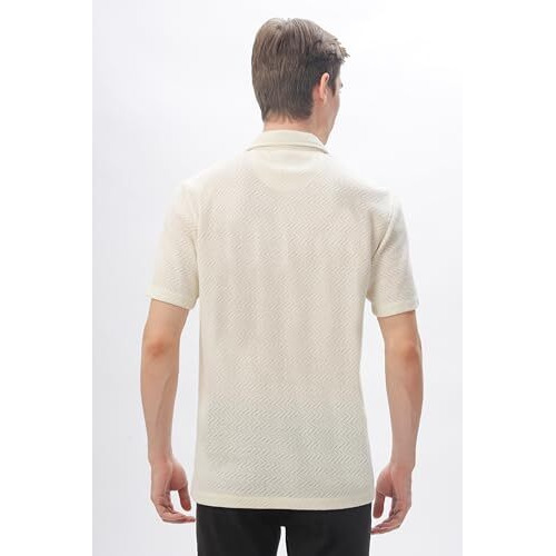 FYLTR Men's Regular Fit Knit Shirt (FYLSS24MKS-301_Vanilla Bean XL)
