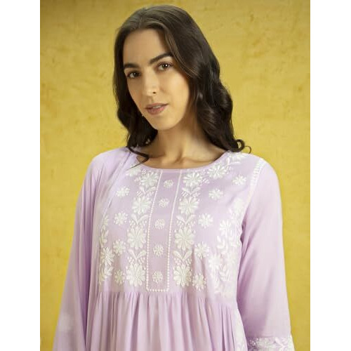 KAARI Rayon 7525 Women's Kurta Pant with Dupatta (Kaaaw24Wskd-70018_Lavender Bagh_S)