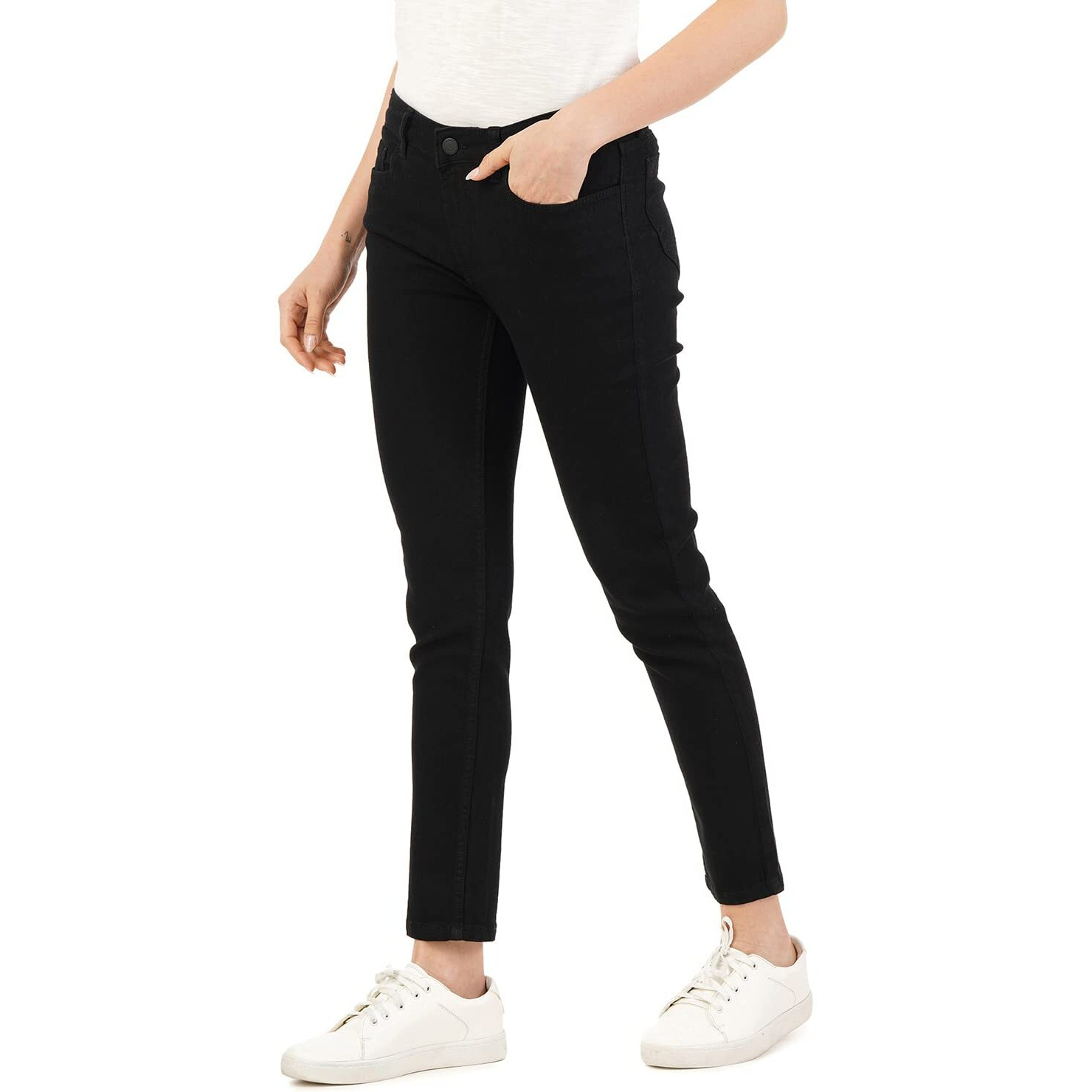 INKD Women's Buttersoft Skinny Fit Jeans- Stretchable (Super Black, 32)