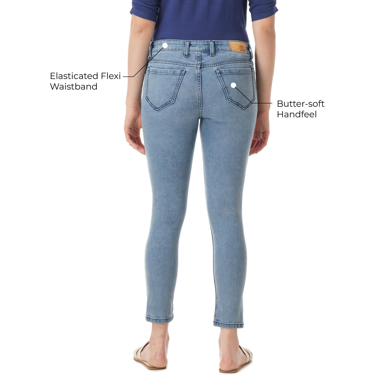 INKD Women's Buttersoft Mid-Rise Skinny Fit Jeans- Stretchable