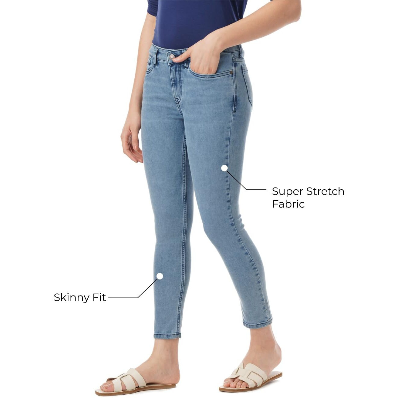 INKD Women's Buttersoft Mid-Rise Skinny Fit Jeans- Stretchable