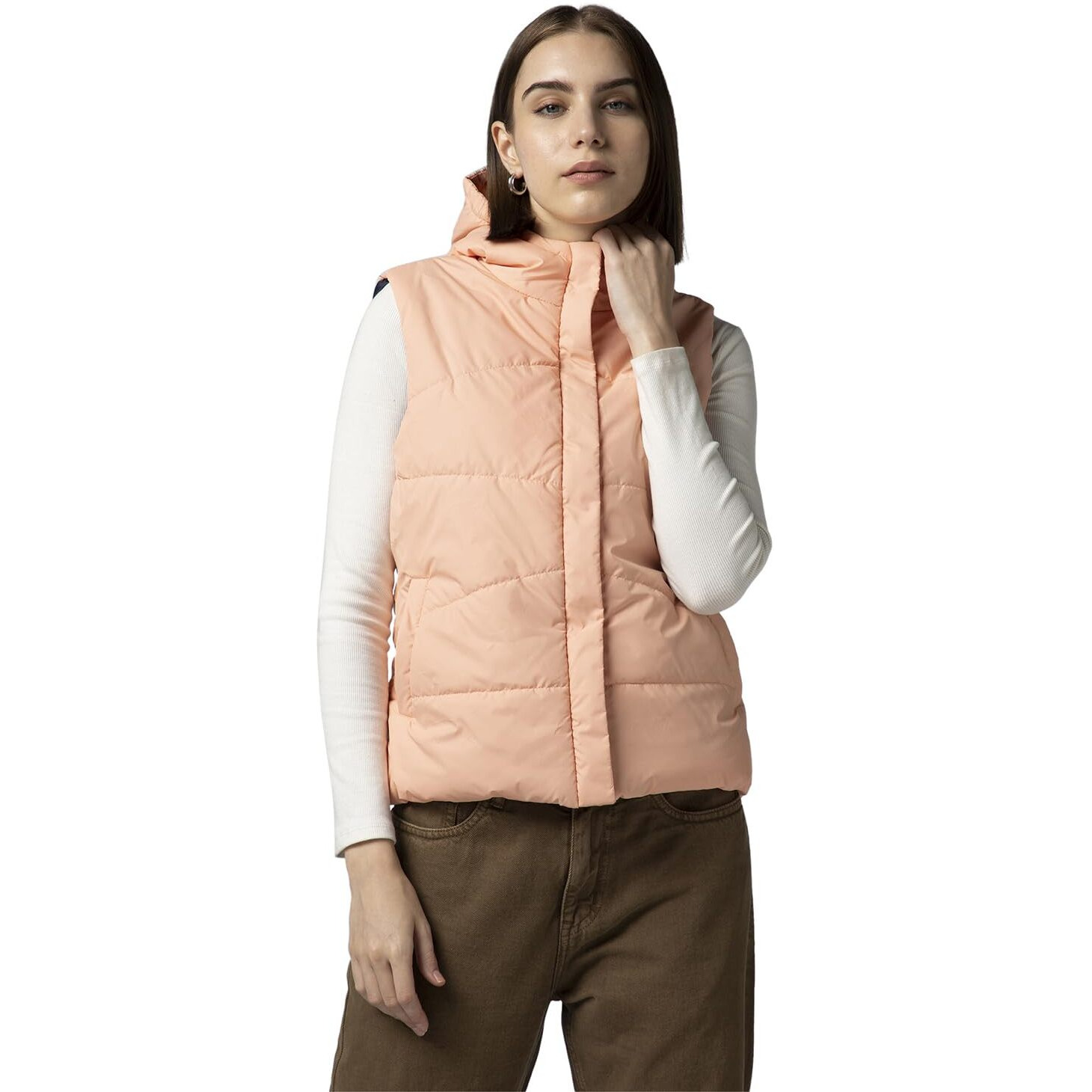 FYLTR Women's Sleeveless Puffer Jacket With Contrast Full Zipper - Hood With Contrast Lining | Side Pockets | Quilt Pattern | Casual Winterwear For Women