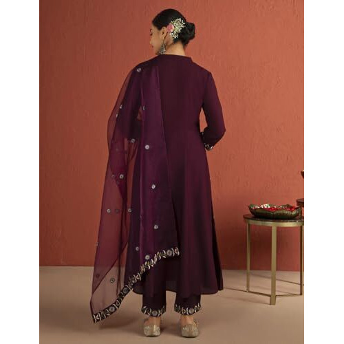 Kaari Rayon Staple 3 PCS Women Kurta Set (KAAAW24WSKD-82025_Royal Maroon _XL)