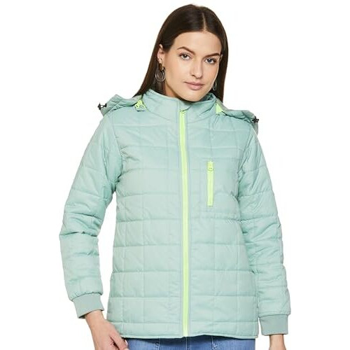 FYLTR Women's Puffer Jacket With Detachable Hood - Full Zipper | Rib Hem & Cuff | Contrast Trims | Casual Winterwear For Women