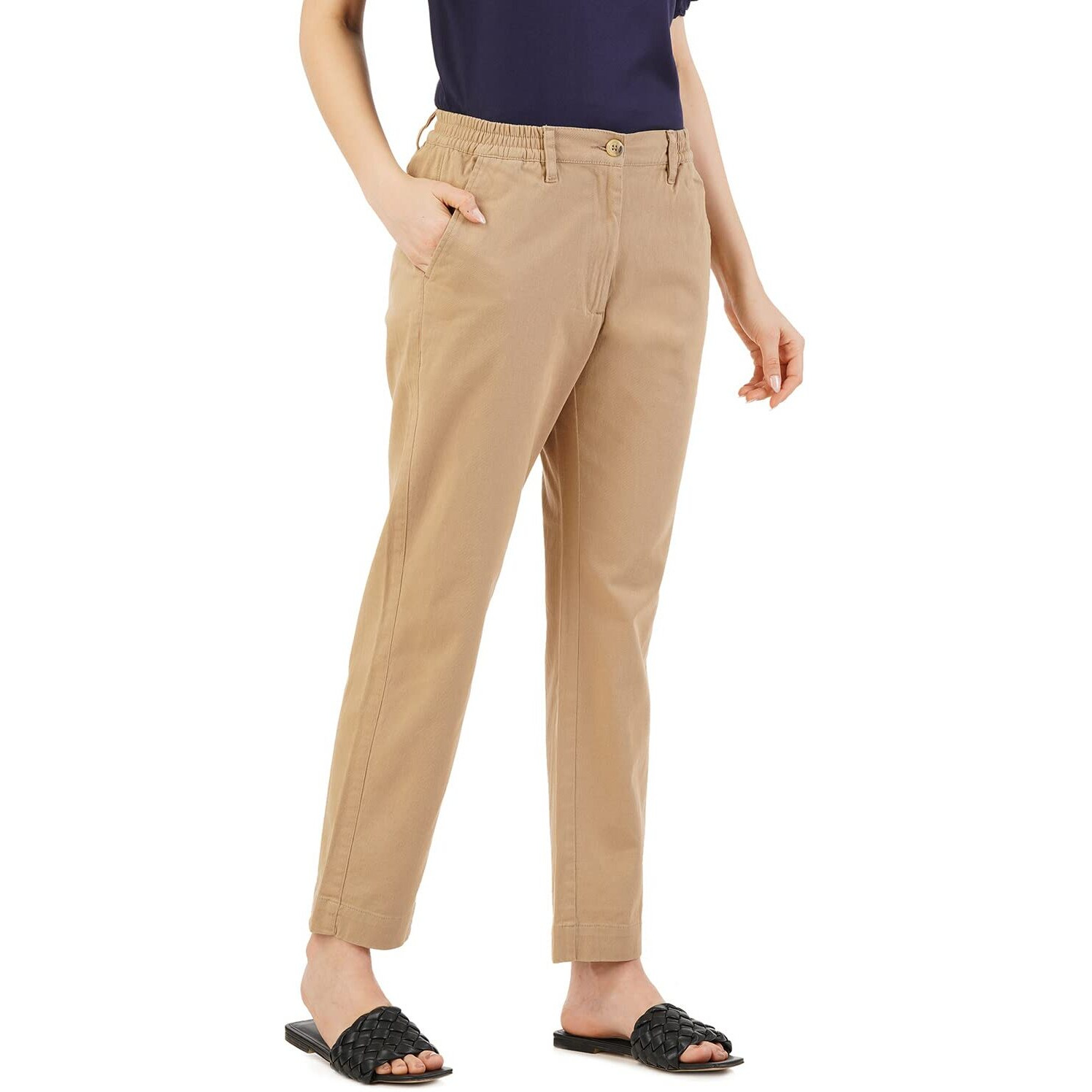 FYLTR Women's Regular Khakis (FYLSS23WP-030_Goa Sands_36)