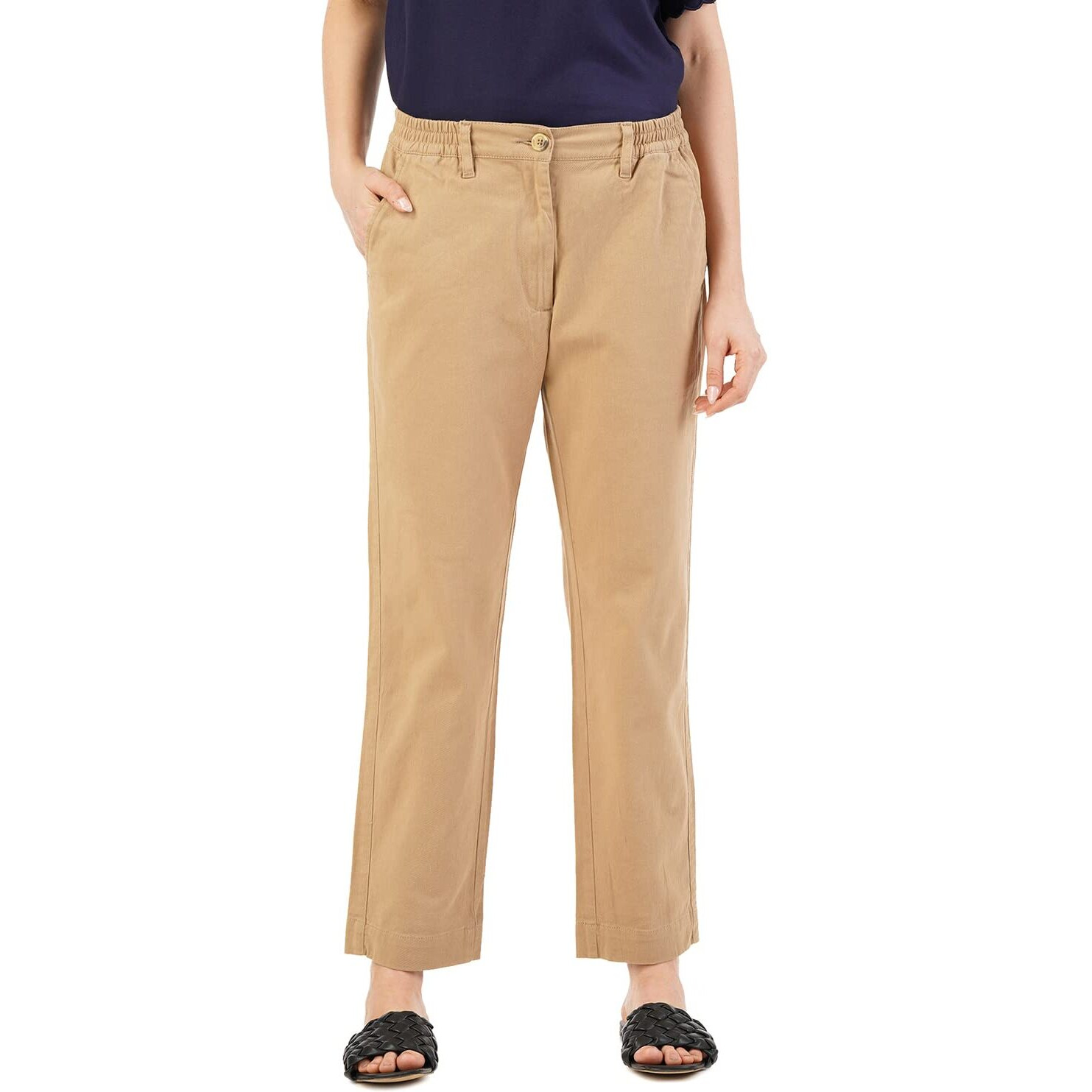 FYLTR Women's Regular Khakis (FYLSS23WP-030_Goa Sands_34)