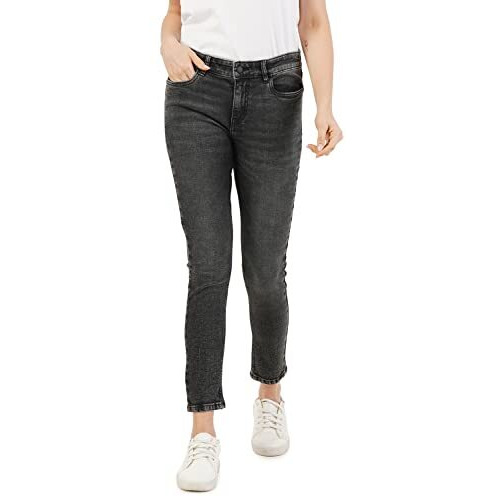 INKD Women's Airflex Skinny Fit Jeans -Lightweight & Stretchable (Grey Grounds, 36)