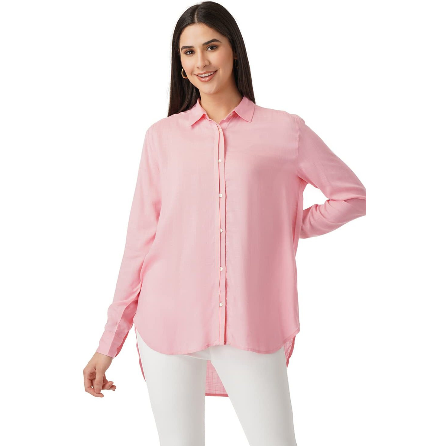 FYLTR Women's Solid Regular Fit Shirt (FYLSS23WB-022_Boss Rose M)