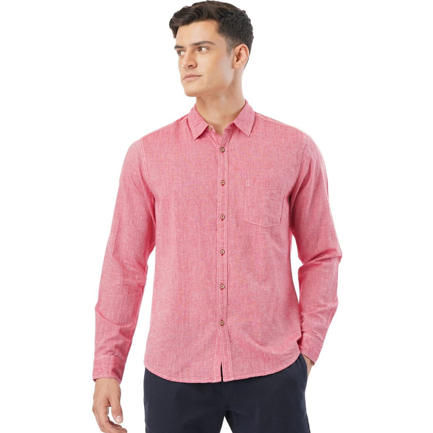FYLTR Men's Solid Regular Fit Shirt (FYLSS23MS-015_Red Rage M)