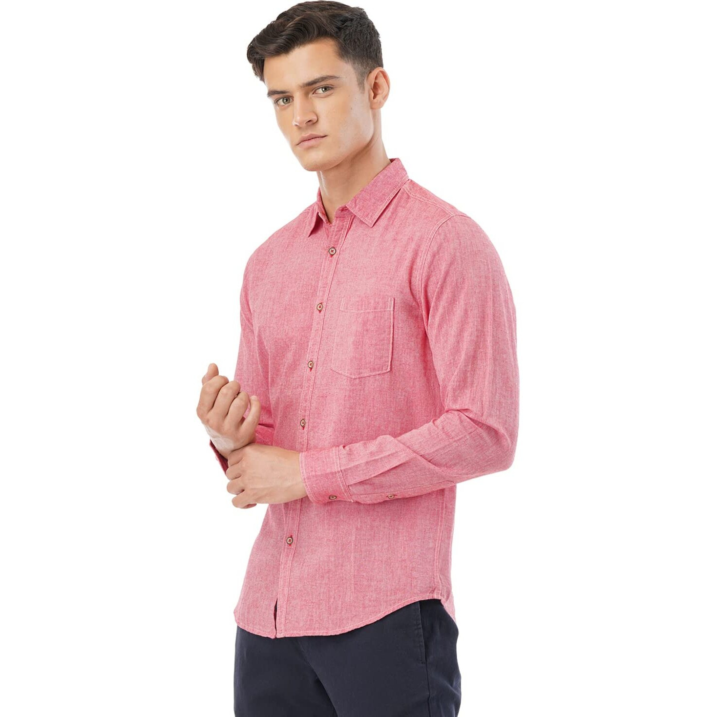 FYLTR Men's Solid Regular Fit Shirt (FYLSS23MS-015_Red Rage M)