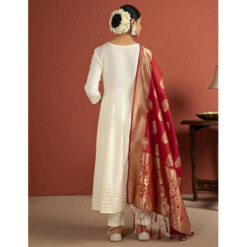 Kaari Rayon Staple Women's Kurta Set (KAAAW24WSKD-92031_Frangipani Cream