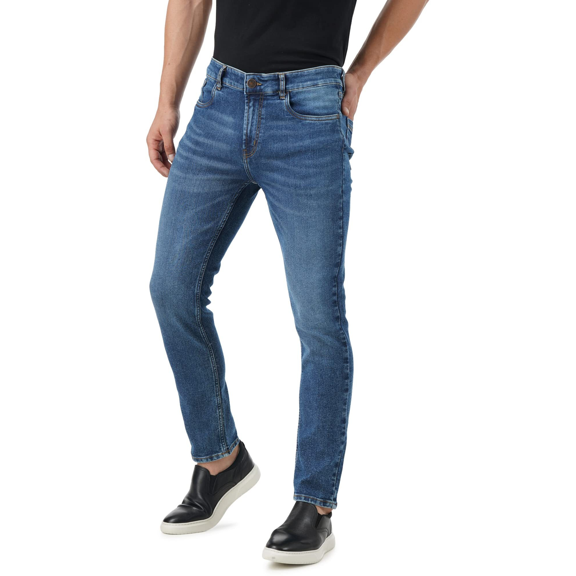 INKD Men's Stretchable Regular Fit Jeans (INDIGO - Sky Why, 28)