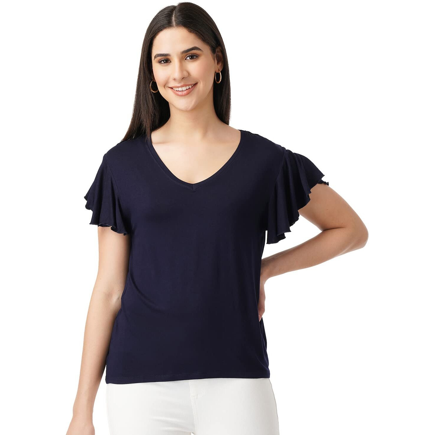 FYLTR Women's Solid Regular Fit Blouse (FYLSS23WKT-005_Heavy Navy M)