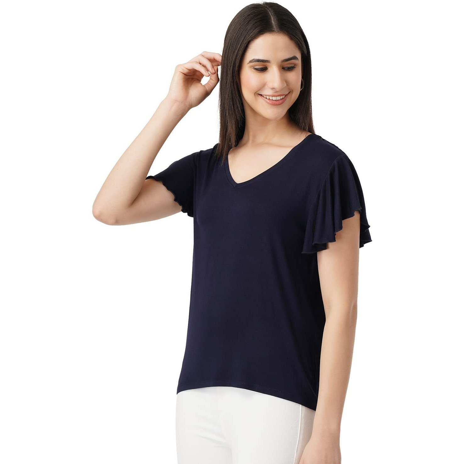 FYLTR Women's Solid Regular Fit Blouse (FYLSS23WKT-005_Heavy Navy M)