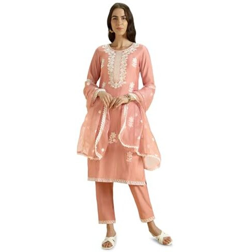 Kaari Roman Silk Womens Kurta Set (KAAAW24WSKD-78974_Dusty Gulaab Pink_S)