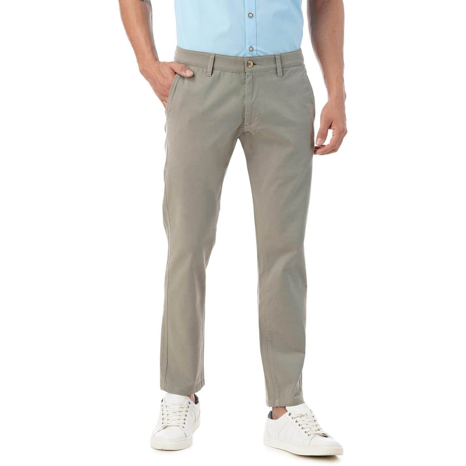 FYLTR Men's Regular Khakis (FYLSS23MK-004_Dried Sage_38)