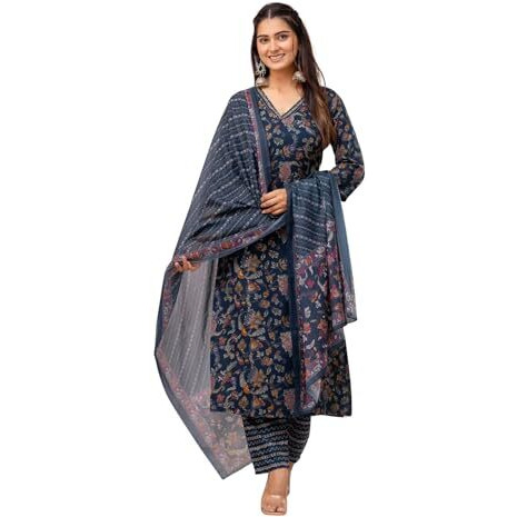 Kurta Set For Women || 3pic Kurta For Women (SP 212-233) (Blue 1, XL)