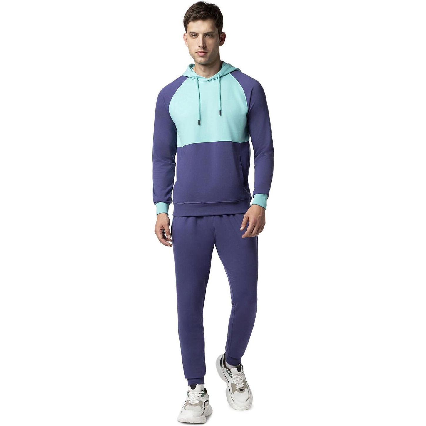 FYLTR Men's Colourblock Hoodie & Jogger Casual Co-ord Set - Raglan Sleeve Detail | Utility Side Pockets | Full Sleeve