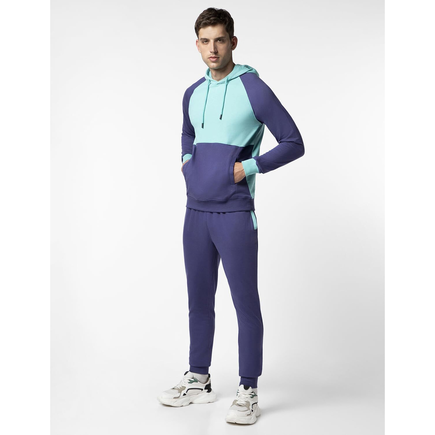 FYLTR Men's Colourblock Hoodie & Jogger Casual Co-ord Set - Raglan Sleeve Detail | Utility Side Pockets | Full Sleeve