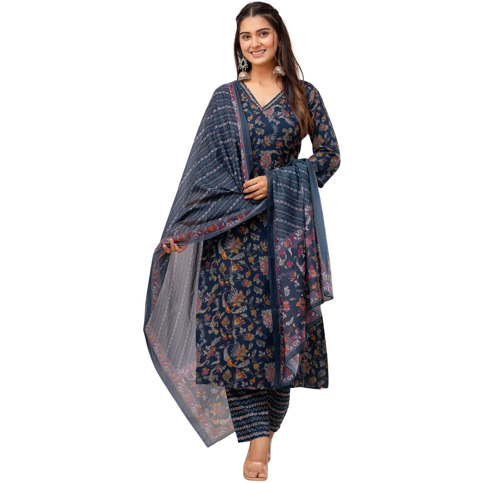 Kurta Set For Women || 3pic Kurta For Women (SP 212-233) (Blue 1, L)