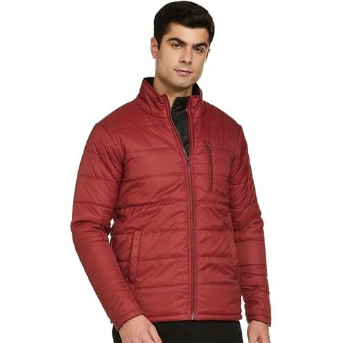 FYLTR Men's Lightweight Winter Puffer Jacket with Contrast Piping Detail - Stand Collar | Full Zipper | Side Pockets | Ribbed Hem & Cuff
