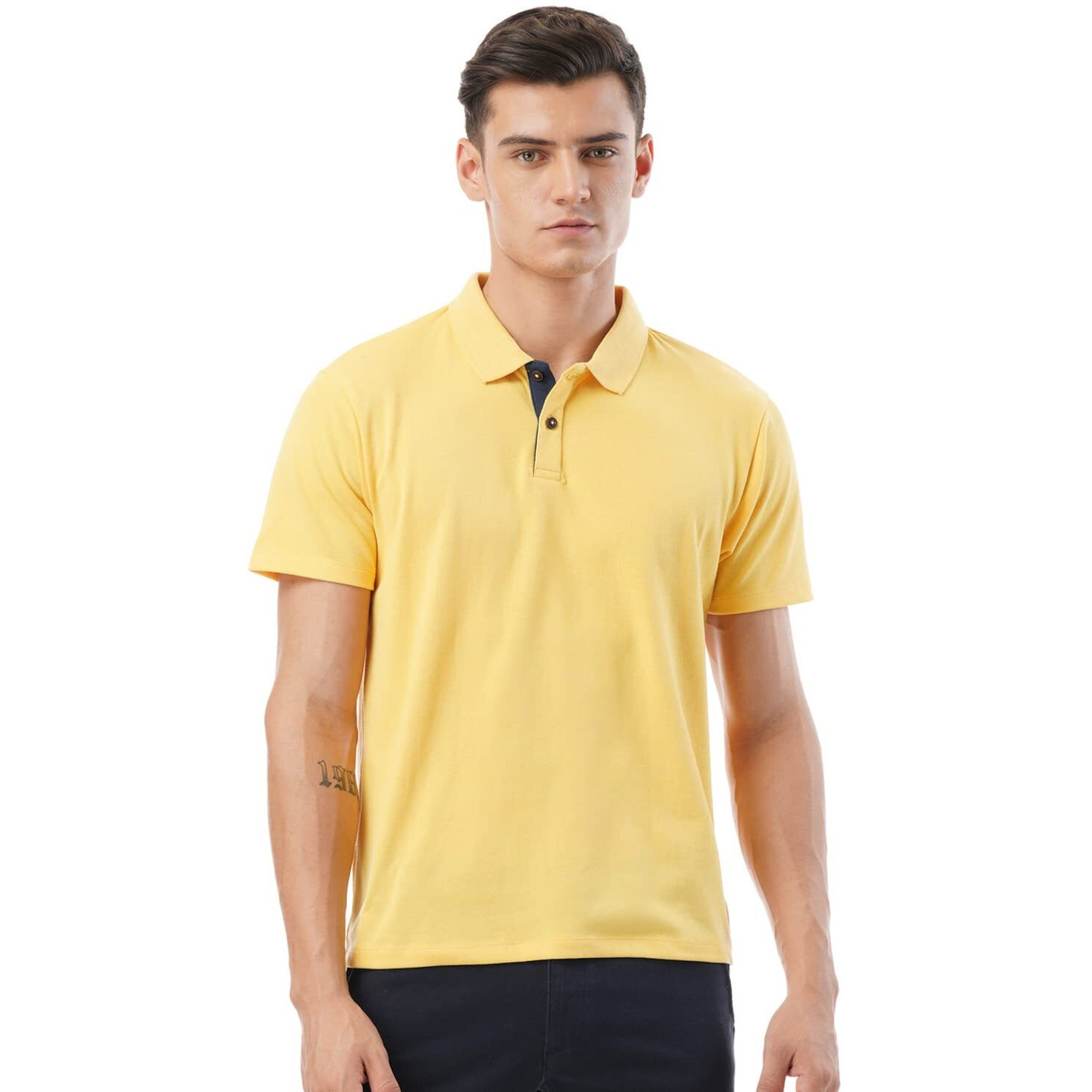 FYLTR Men's Solid Regular Fit Polo Shirt (FYLSS23MP-005_Golden Sunset XXL)