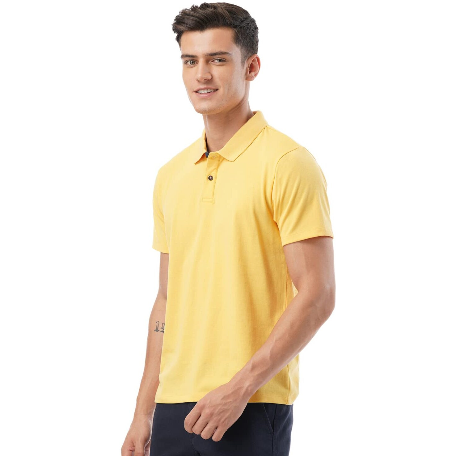 FYLTR Men's Solid Regular Fit Polo Shirt (FYLSS23MP-005_Golden Sunset XXL)