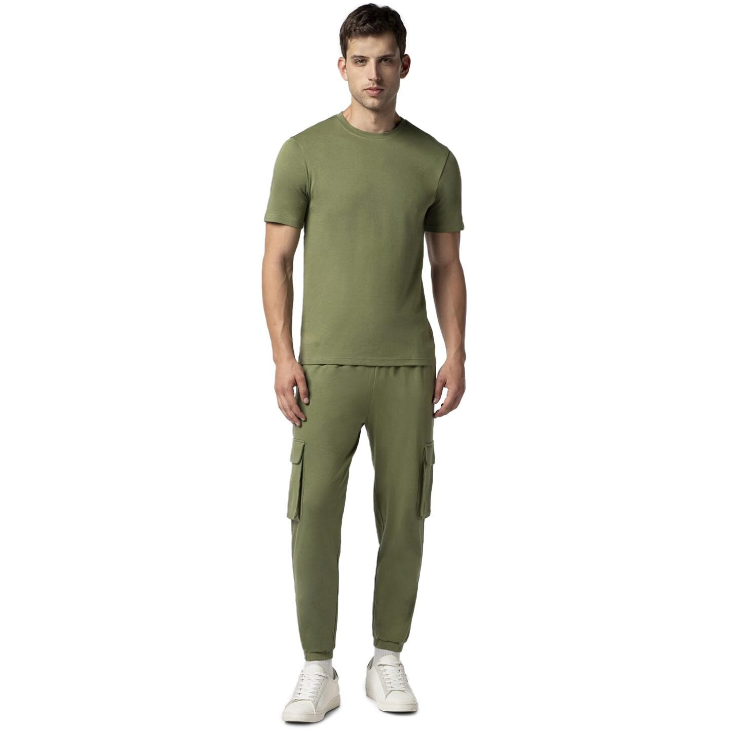 FYLTR Men's Crewneck T-shirt & Cargo Jogger Co-ord Set - 100% Cotton | Half Sleeve T-shirt| Jogger with Side & Cargo Pockets