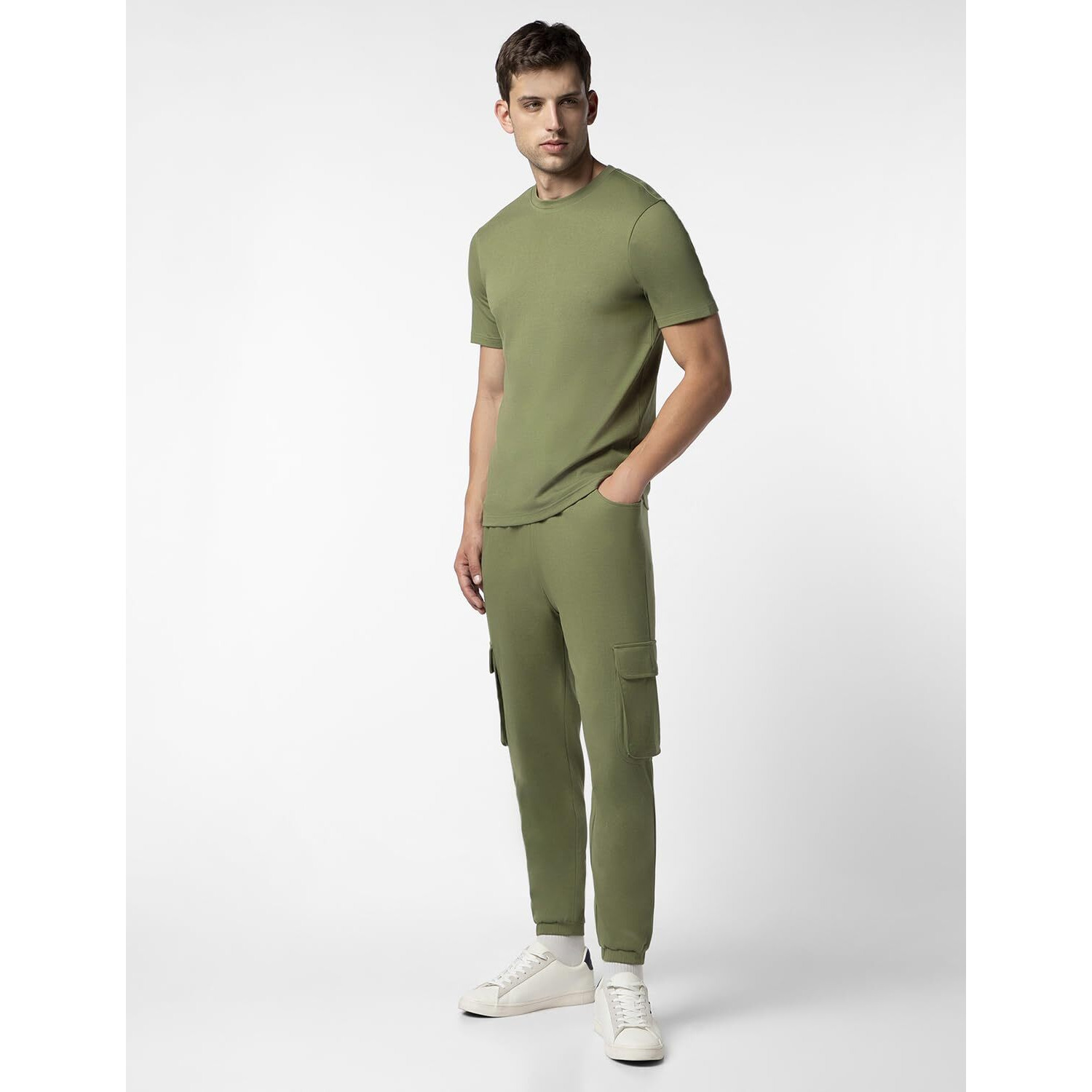 FYLTR Men's Crewneck T-shirt & Cargo Jogger Co-ord Set - 100% Cotton | Half Sleeve T-shirt| Jogger with Side & Cargo Pockets