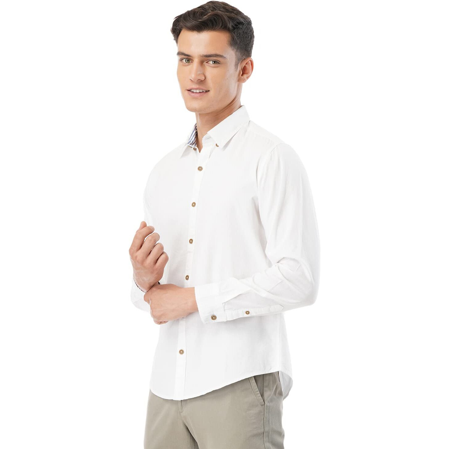 FYLTR Men's Solid Slim Fit Shirt (FYLSS23MS-010_Wicked White M)